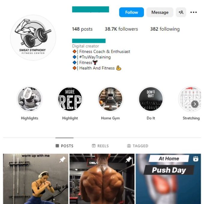 35K Workout Bodybuilding Instagram Account for sale
