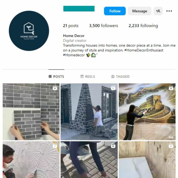 3K Interior Design Home Decor Instagram Account for sale