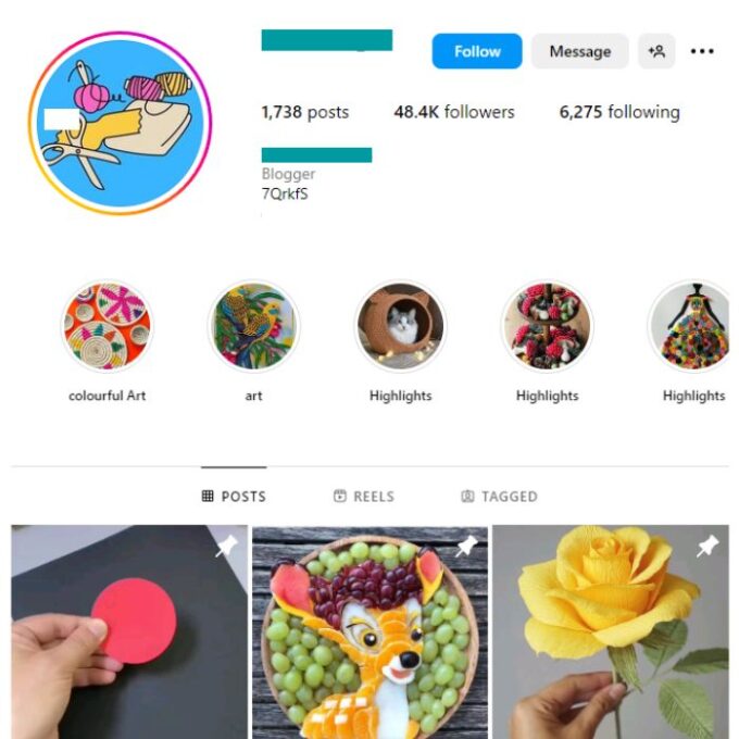 45K Handicraft DIY Instagram Account for sale