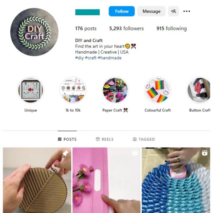 5K DIY Crafts Instagram Account for sale
