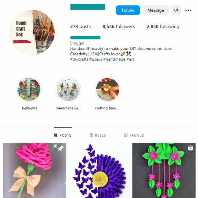 8K Art Handicraft Instagram Account for sale
