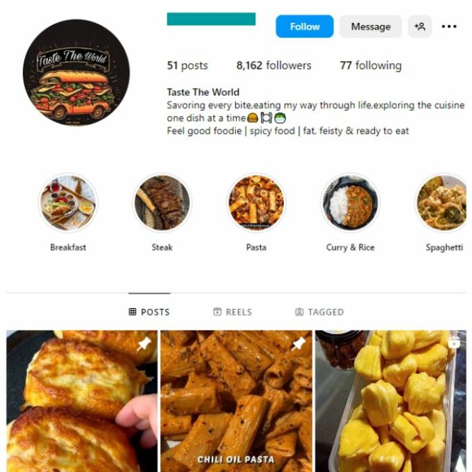 8K Cuisine Food Instagram Account for sale