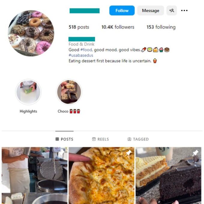 10K Sweets Desserts Instagram Account for sale