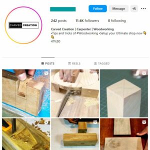 11K Woodworking Carpenter Instagram Account for sale