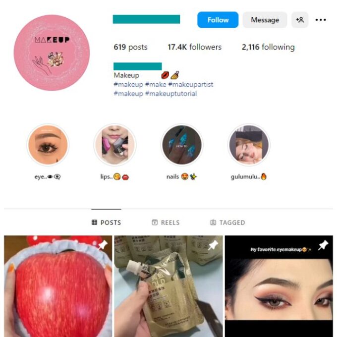 17K Beauty Makeup Instagram Account for sale