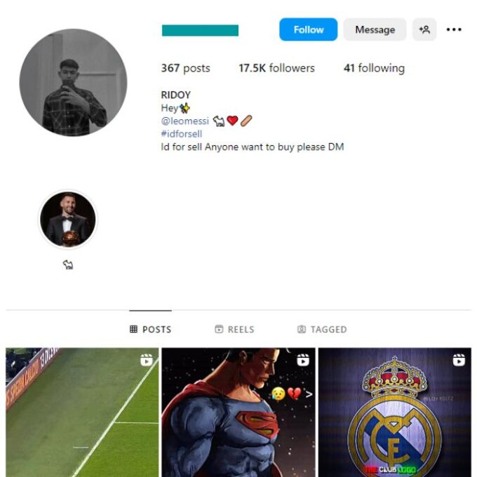 17K Messi Football Instagram Account for sale