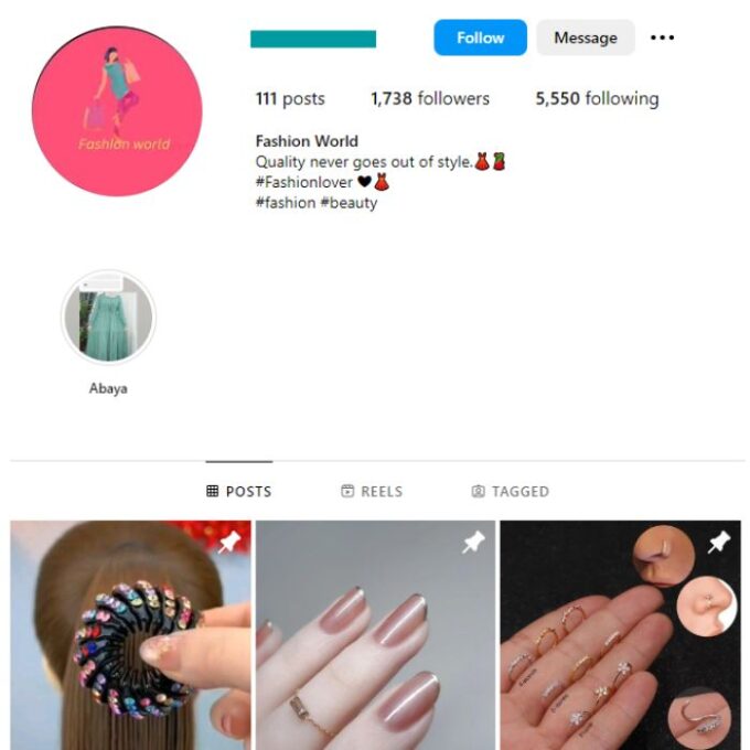 1K Beauty Fashion Instagram Account for sale