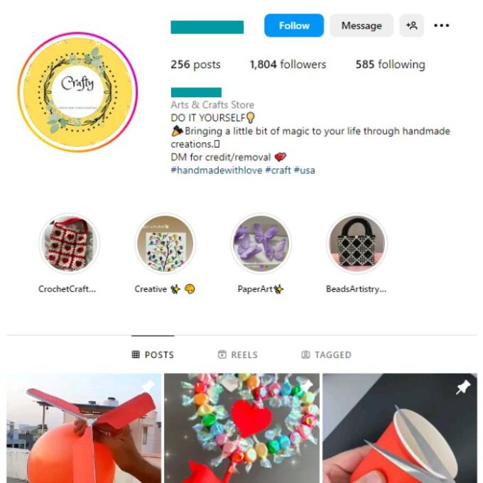 1K Papercraft DIY Instagram Account for sale
