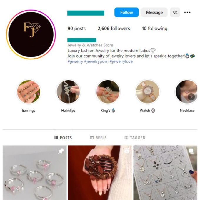 2K Girl's Jewelry Instagram Account for sale