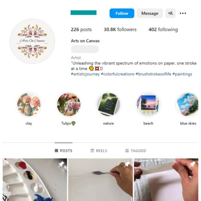 30K Canvas Paintings Instagram Account for sale