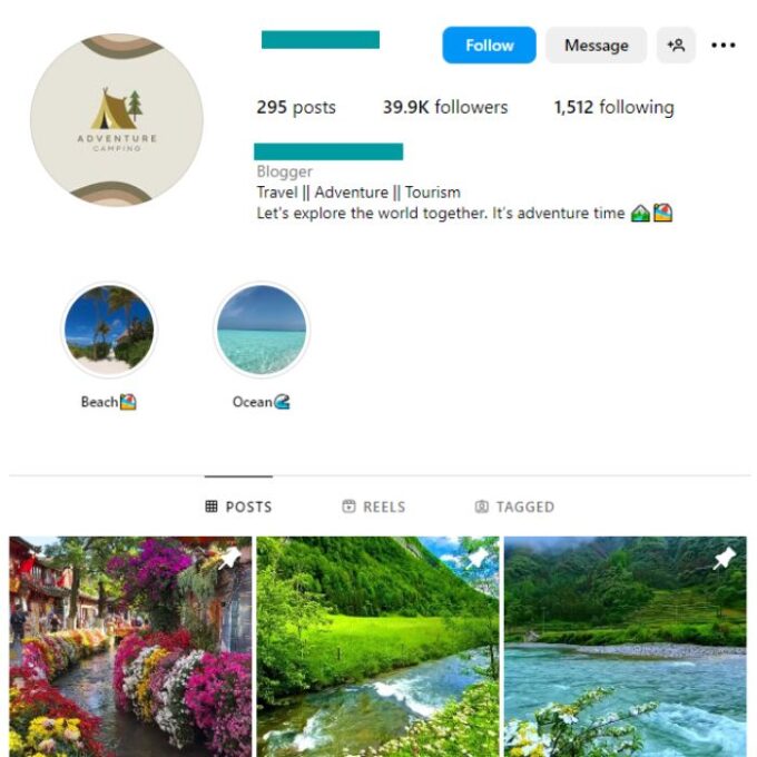 39K Travel Adventure Instagram Account for sale