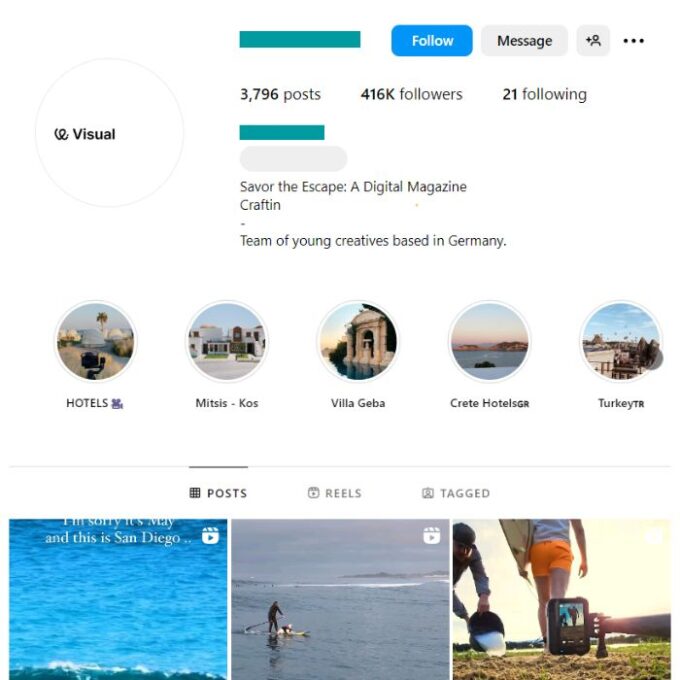 410K Travel Adventure Instagram Account for sale