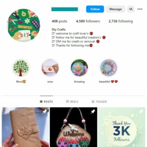 4K DIY Crafts Instagram Account for sale
