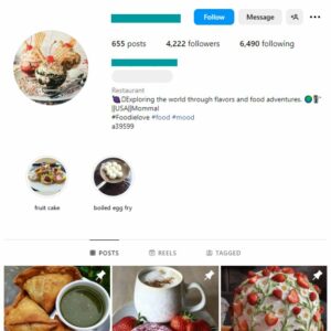 4K Food Nutrition Instagram Account for sale