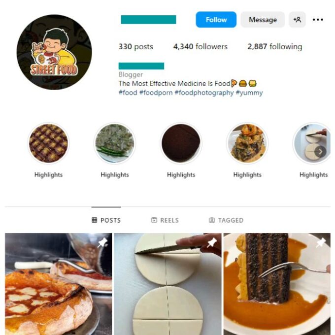 4K Food Reels Instagram Account for sale
