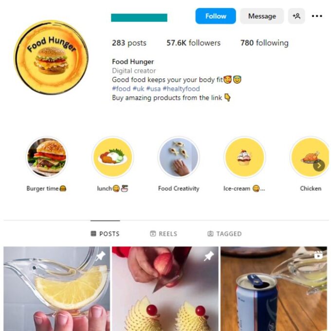 55K Nutrition Food Instagram Account for sale