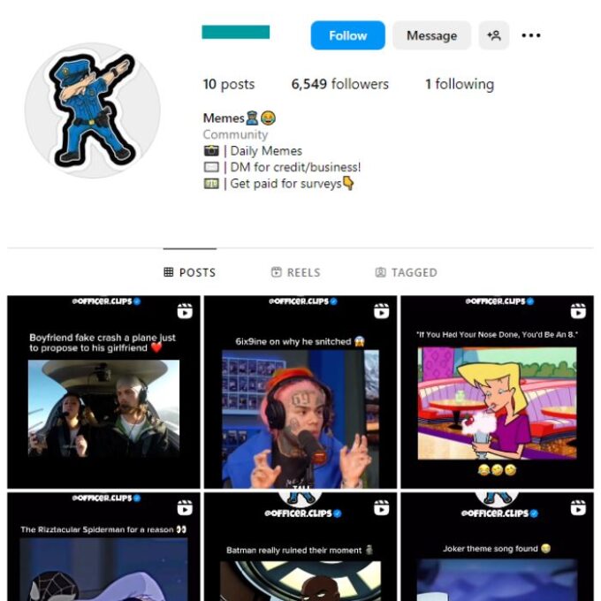 6K Memes Funny Instagram Account for sale