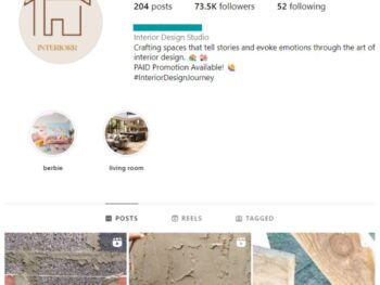 70K Interior Renovation Design Instagram Account for sale