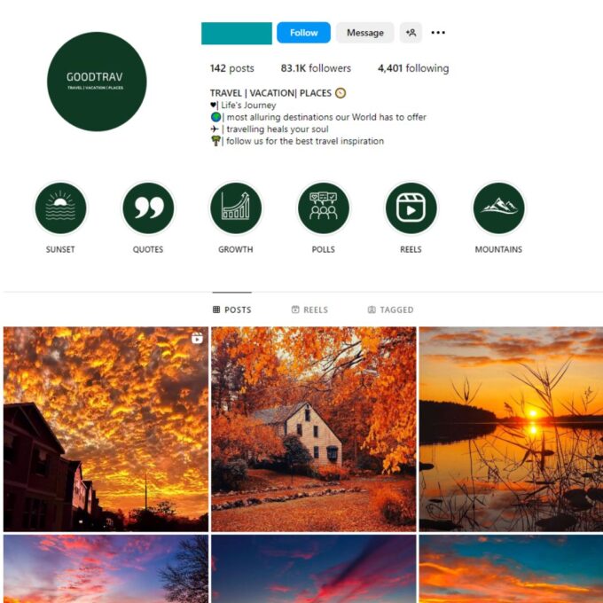80K Travel Places Instagram Account for Sale