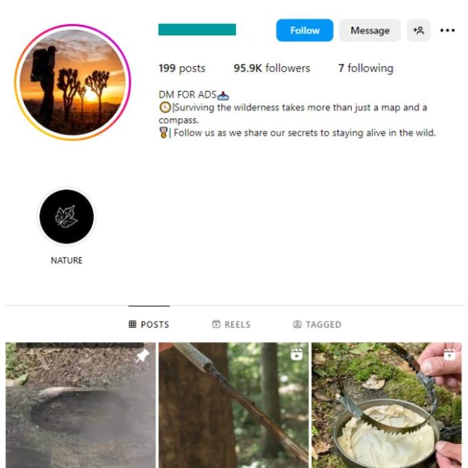 95K Outdoor Camping Instagram Account for sale