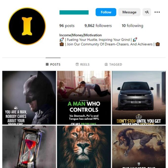 9K Entrepreneur Motivation Instagram Account for sale