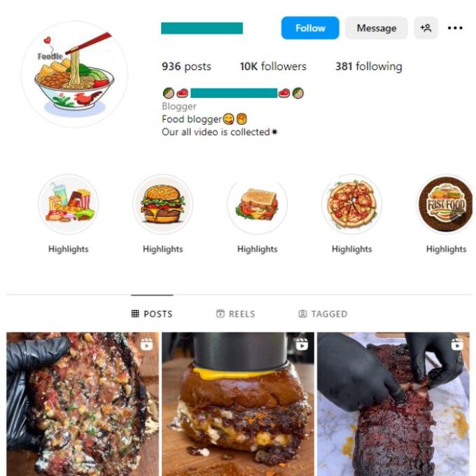 9K Food Nutrition Instagram Account for sale