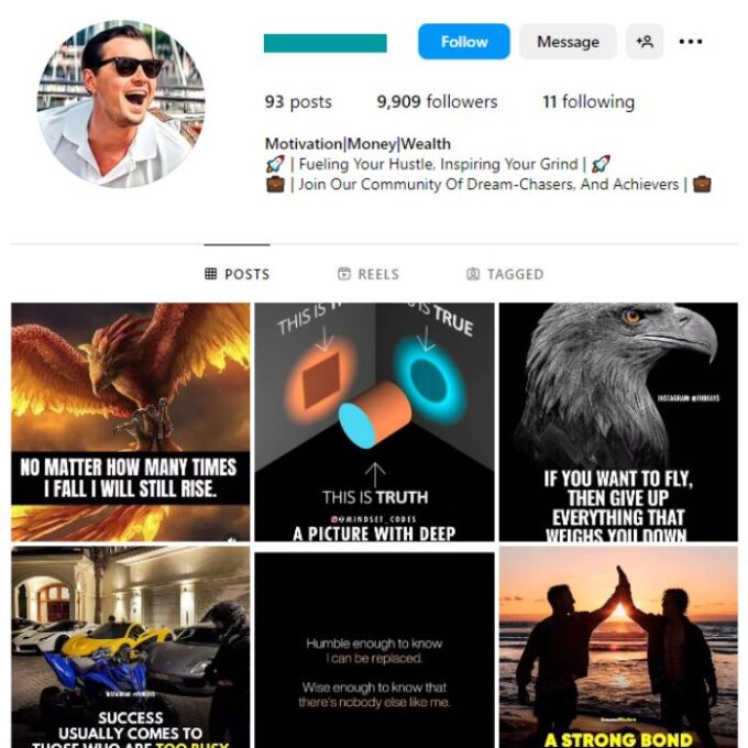 9K Success Motivation Instagram Account for sale