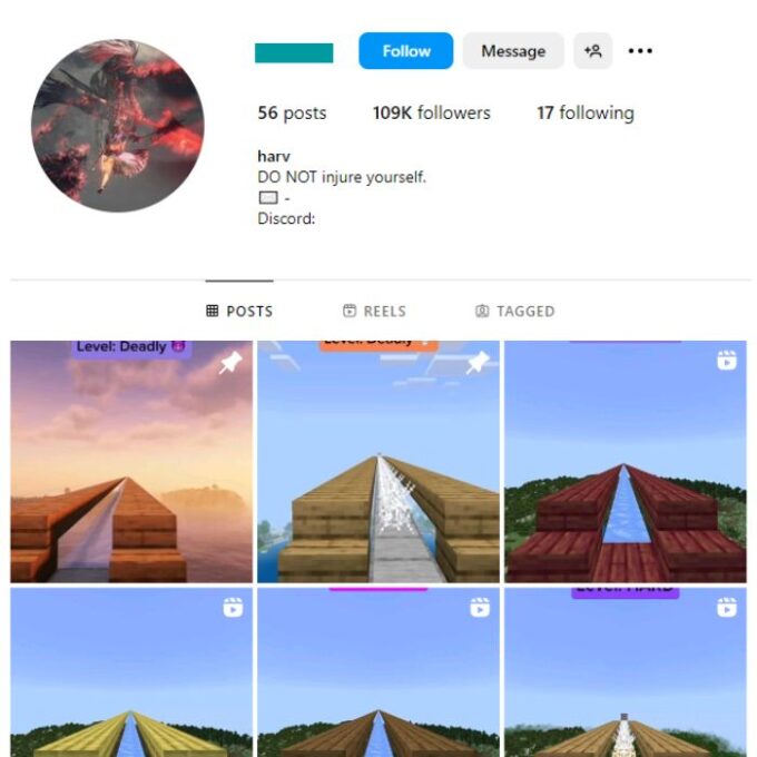 105K Minecraft Gaming Instagram Account for sale