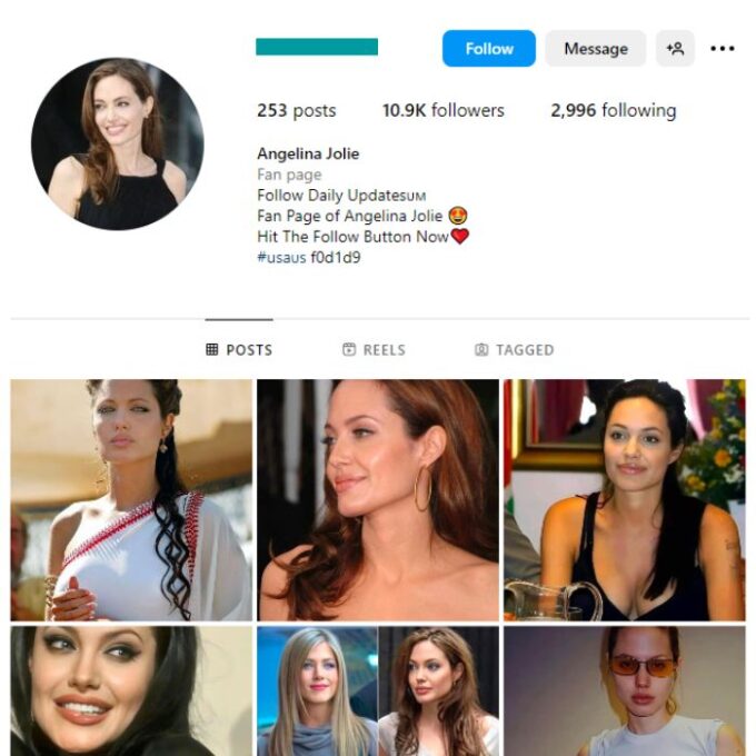 10K Angelina Jolie Fan Instagram Account for sale