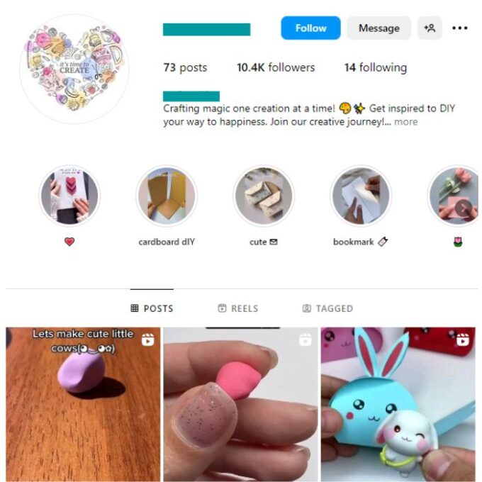 10K Handicraft DIY Instagram Account for sale