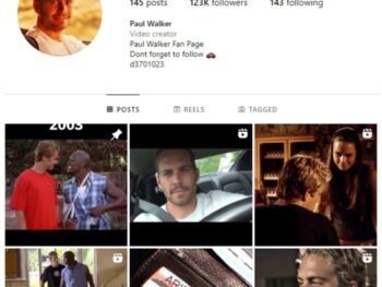 120K Paul Walker Fan Instagram Account for sale