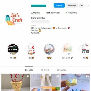 130K Art and Craft Instagram Account for sale