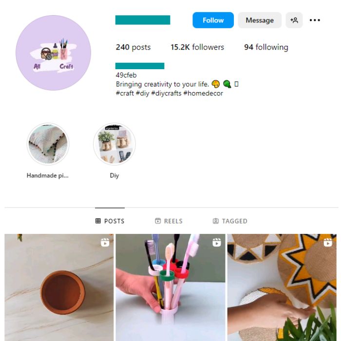 15K Handicraft Decor Instagram Account for sale