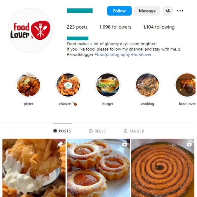 1K Fast Food Instagram Account for sale