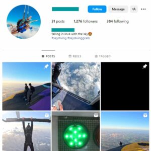 1K Skydiving Adventure Instagram Account for sale