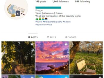 1K Travel Destinations Instagram Account for sale