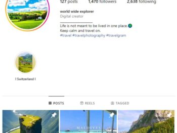 1K Travel Destinations Instagram Account for sale
