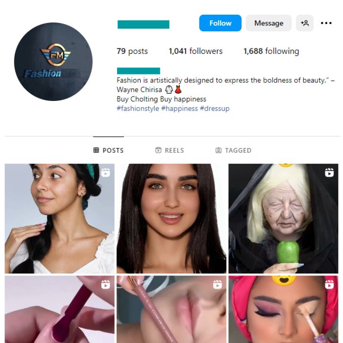 1K Women's Makeup Instagram Account for sale