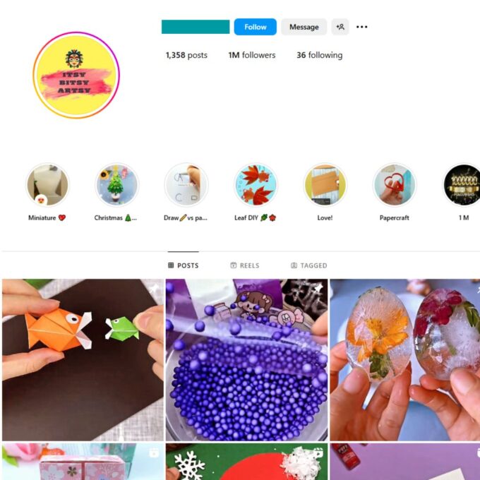 1M Art and Craft Instagram Account for Sale