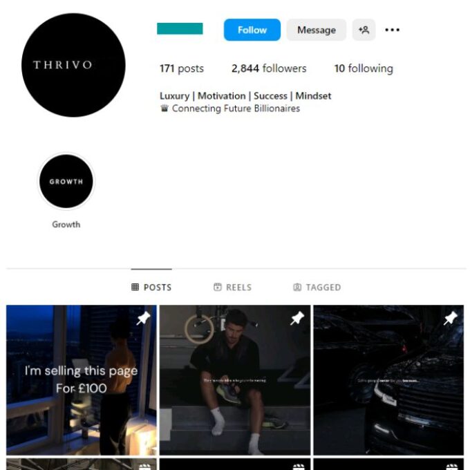 2K Luxury Success Instagram Account for sale