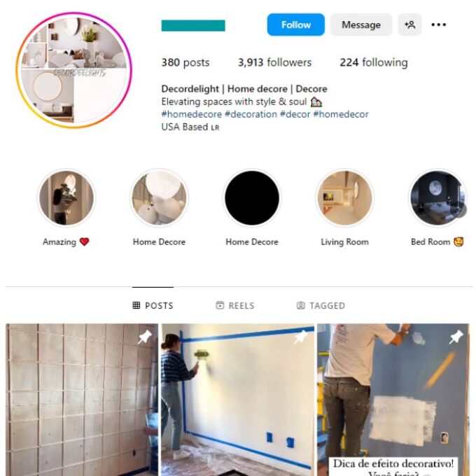 3K Home Decor Renovation Instagram Account for sale