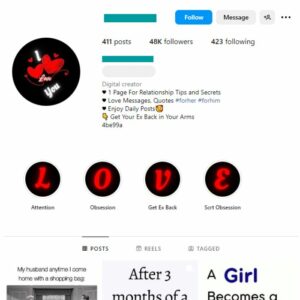 45K Love Relationships Instagram Account for sale