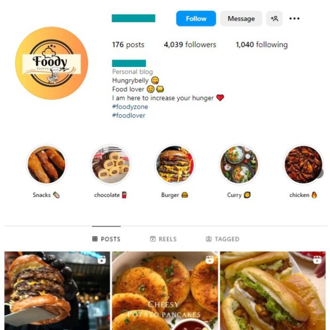 4K Burger Food Instagram Account for sale