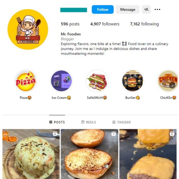 4K Burger Food Instagram Account for sale