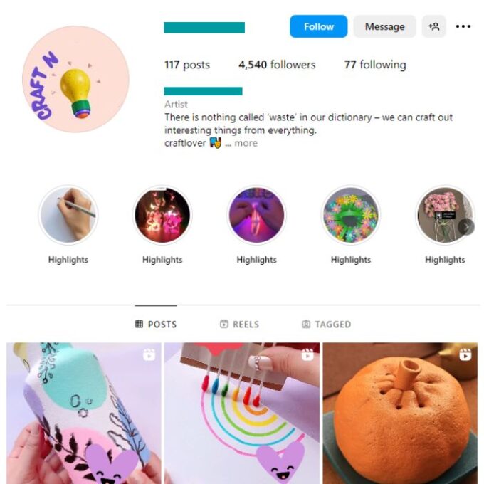4K DIY Crafts Instagram Account for sale