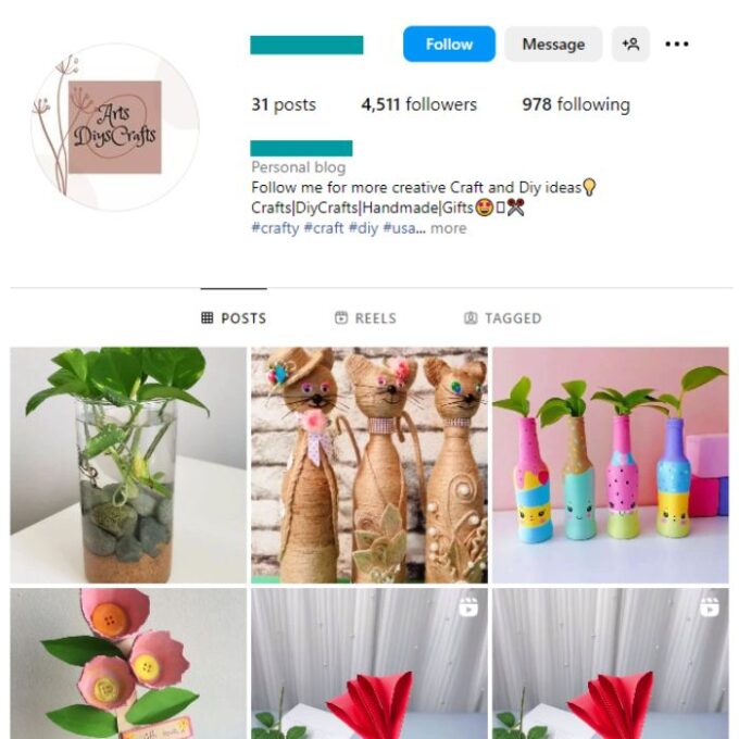 4K DIY Crafts Instagram Account for sale