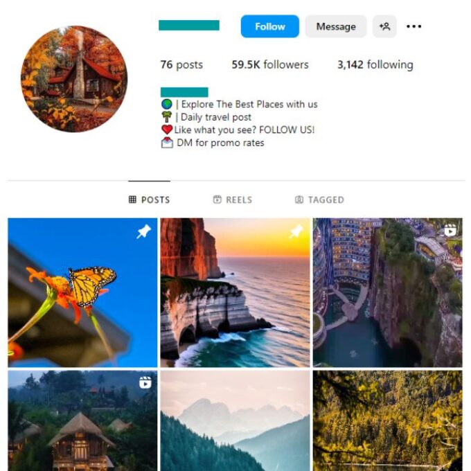 55K Beautiful Landscapes Instagram Account for sale