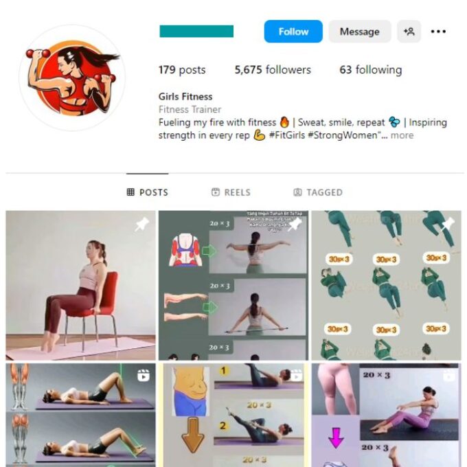 5K Fitness Fat-loss Instagram Account for sale