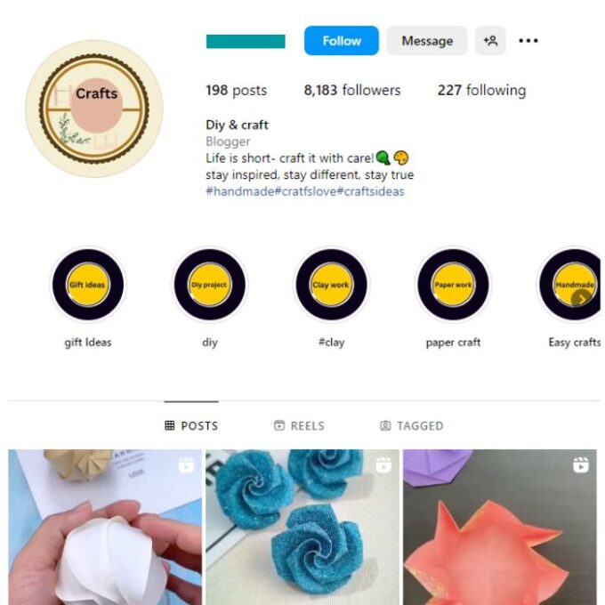 8K DIY Crafts Instagram Account for sale