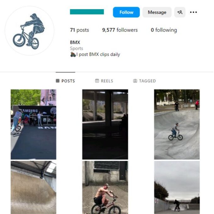 9K BMX Stunts Instagram Account for sale